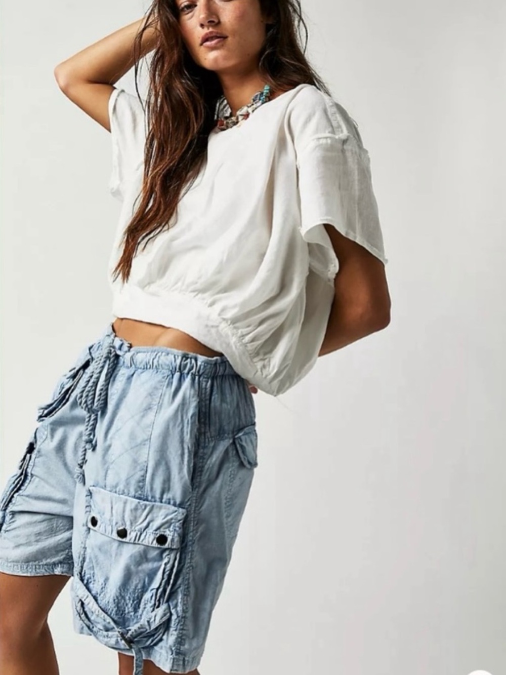 Free People Moon Bay Parachute Shorts Cashmere Blue Size M - Picture 13 of 13